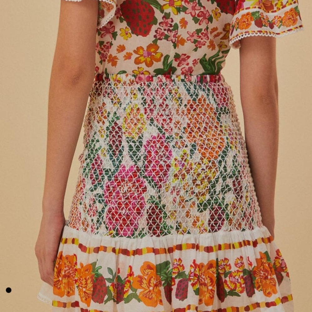 NWT SIZE SMALL FARM RIO Off-White Flowerful Sketch Mini Skirt